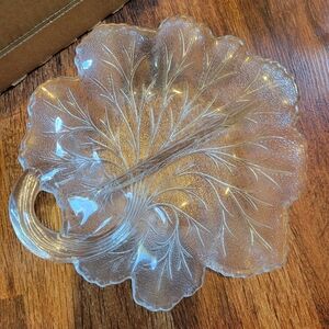 VINTAGE glass divided dish